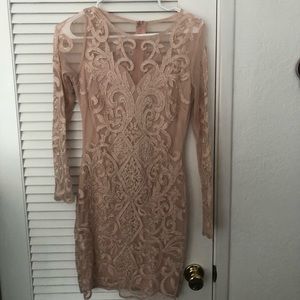Windsor Lacy Sequin Long Sleeve Bodycon Dress